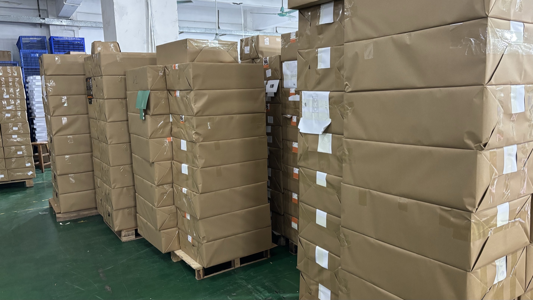 Finished paper packaging packed for delivery