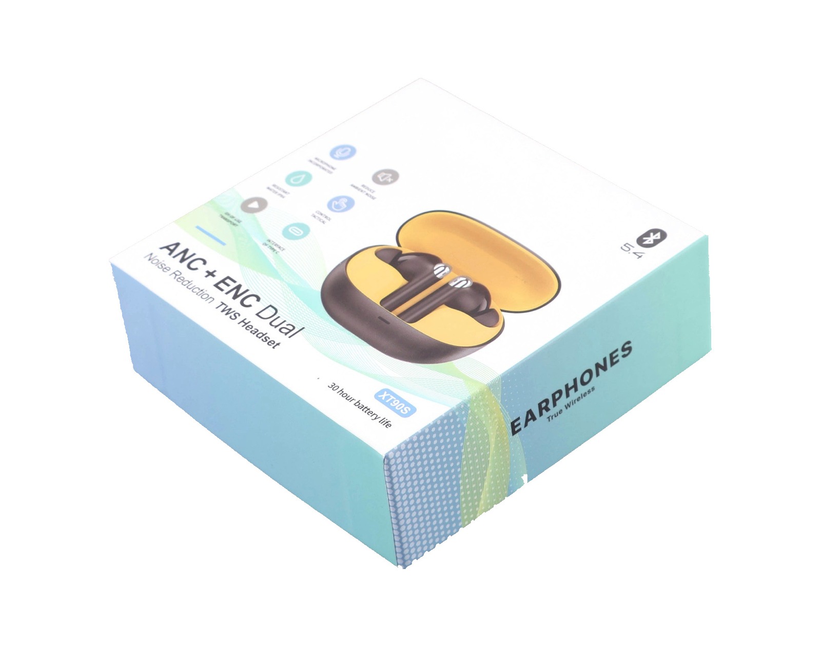 Angled wireless earbuds packaging box