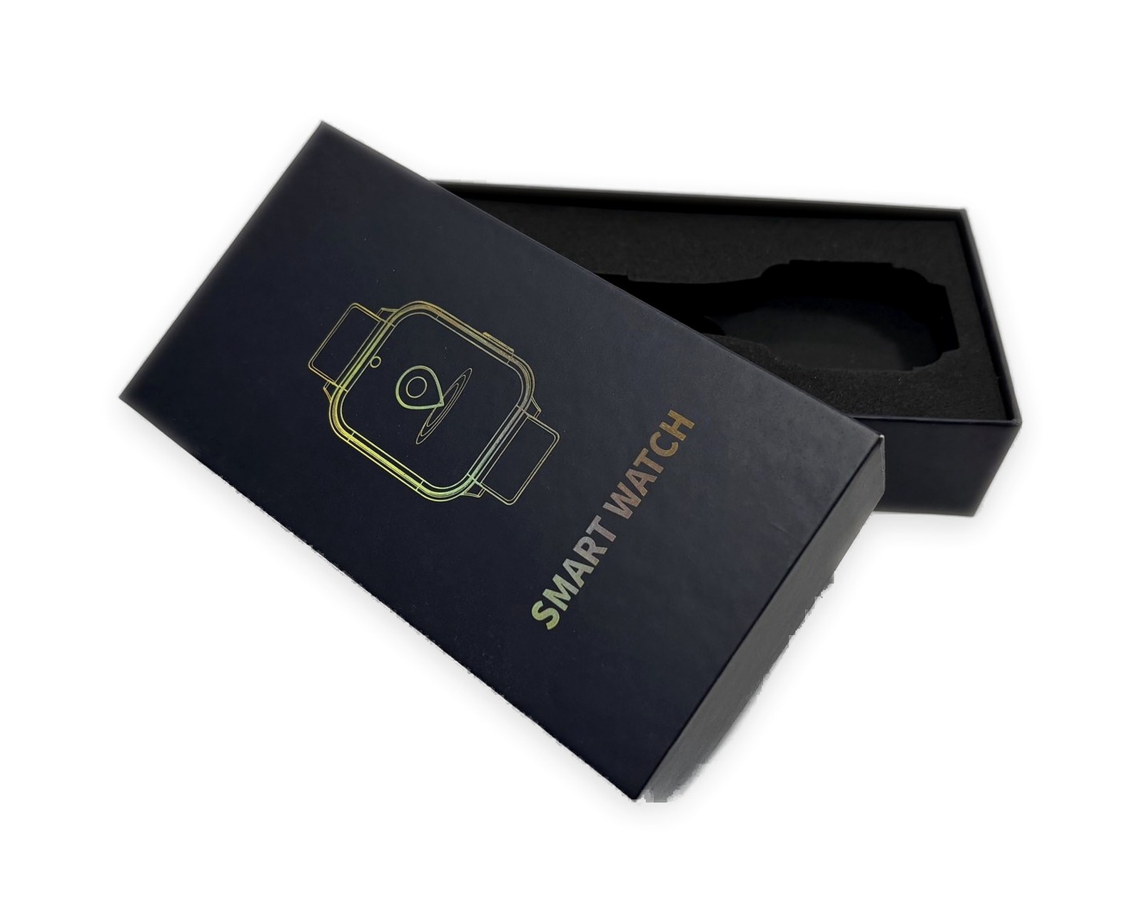 Smart watch lid and base packaging with foam insert