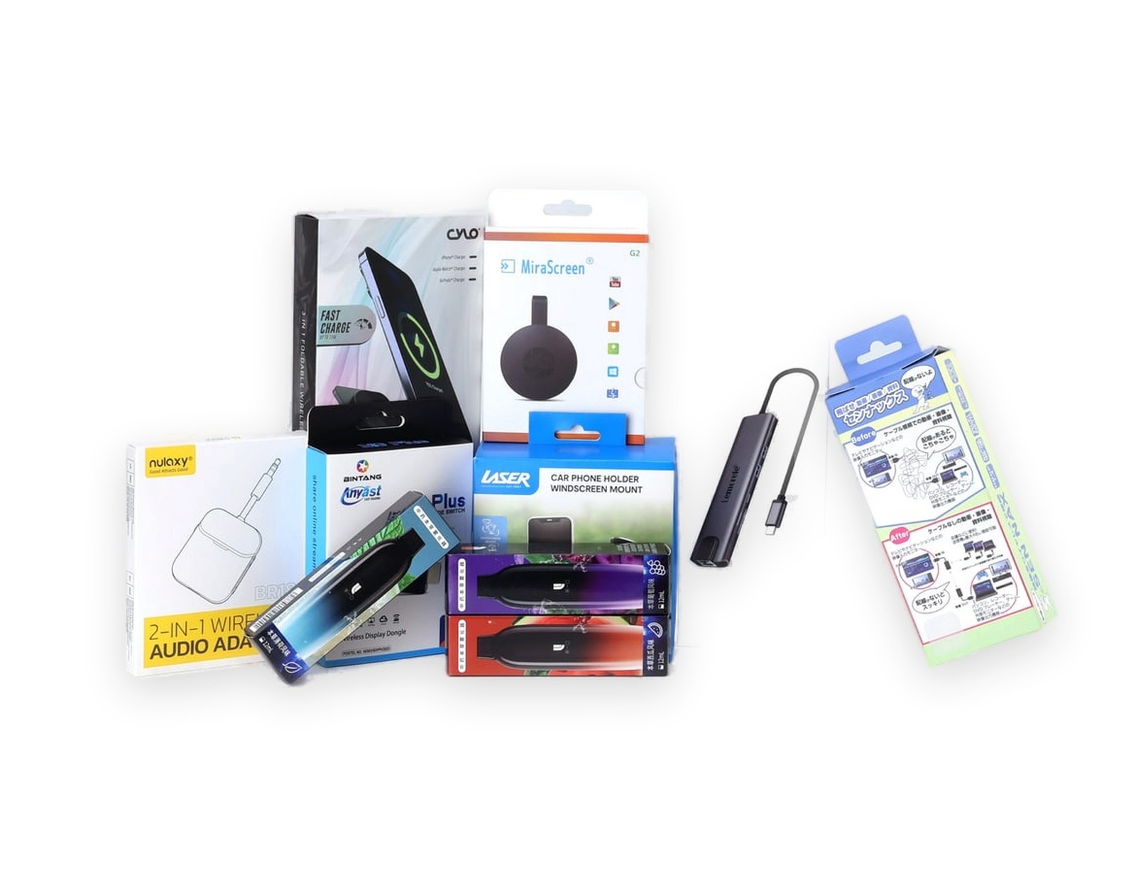 Set of printed folding carton packaging samples