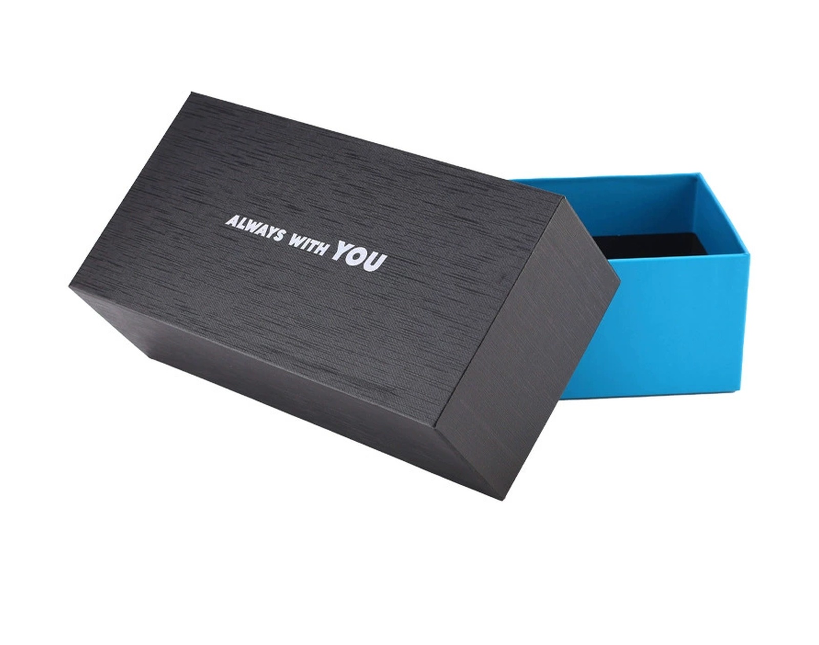 Black and blue lid and base rigid paper box sample
