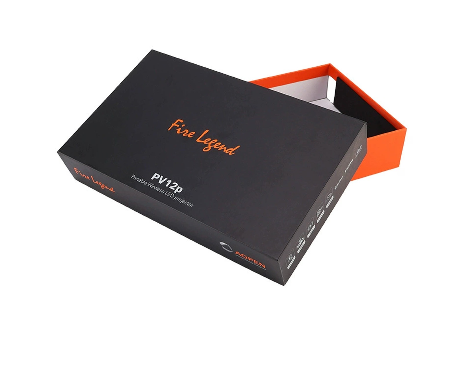 Black and orange lid and base rigid paper box sample