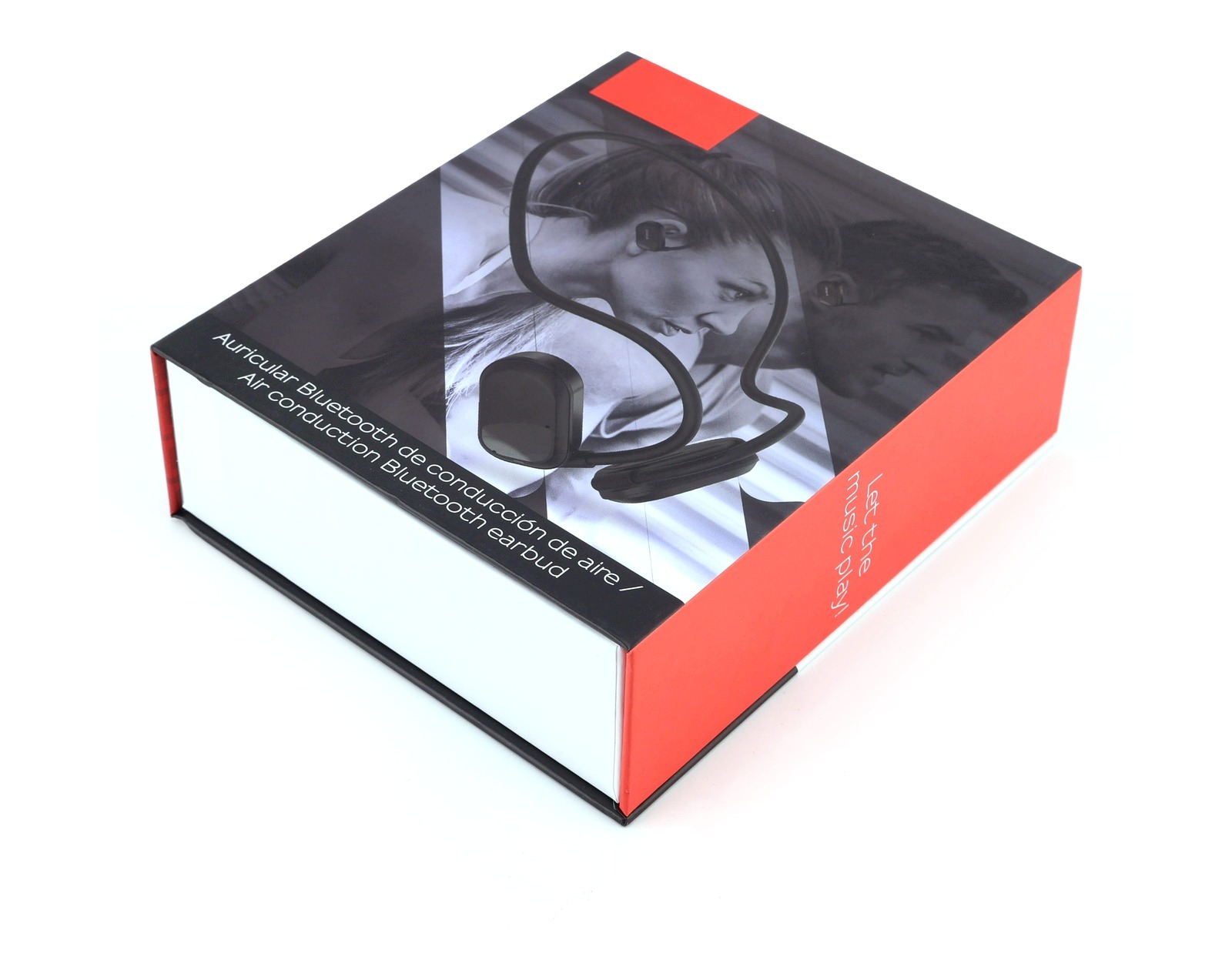 Closed magnetic folding rigid paper box sample with printed exterior
