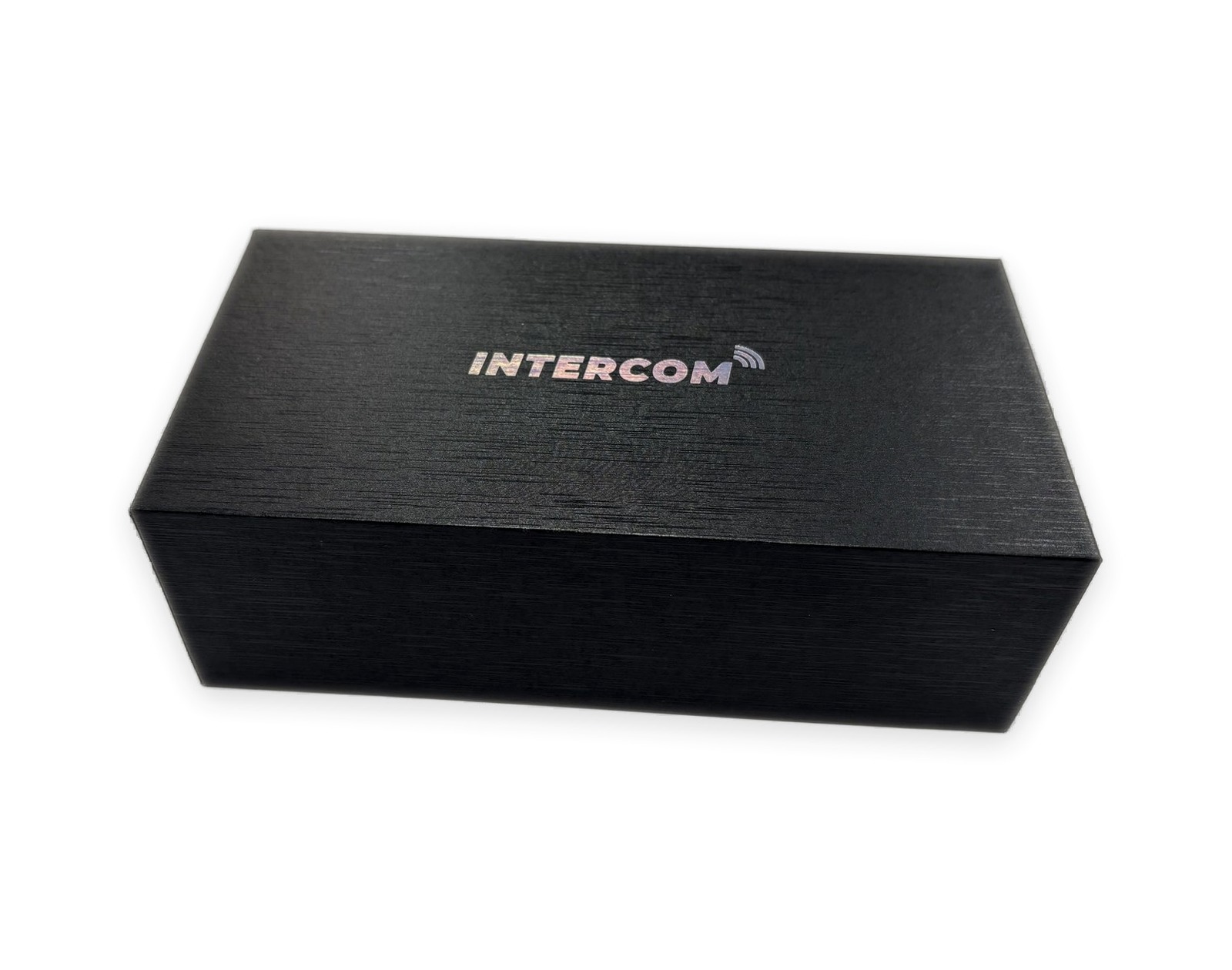 Closed black textured custom rigid paper packaging box