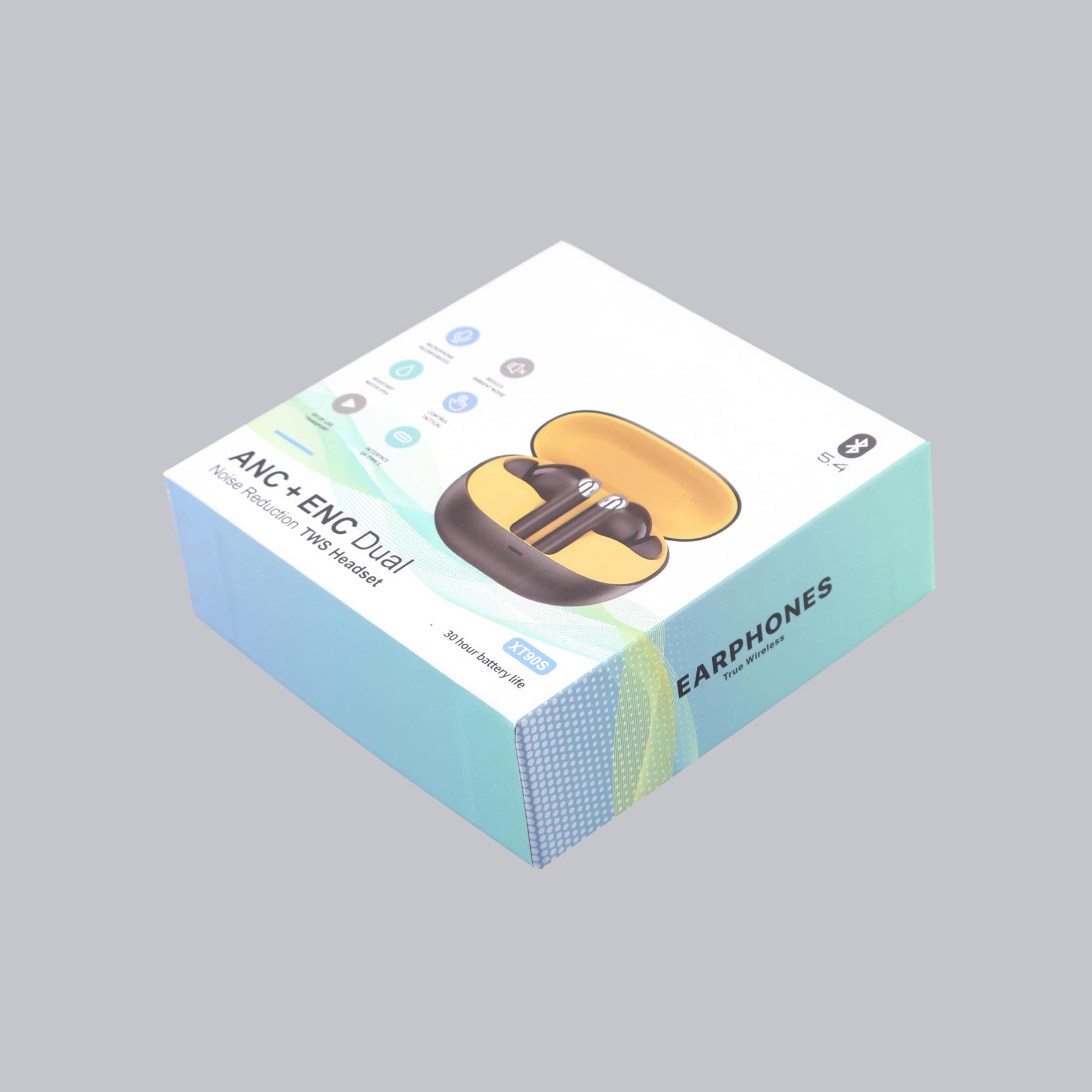 Angled wireless earbuds packaging box